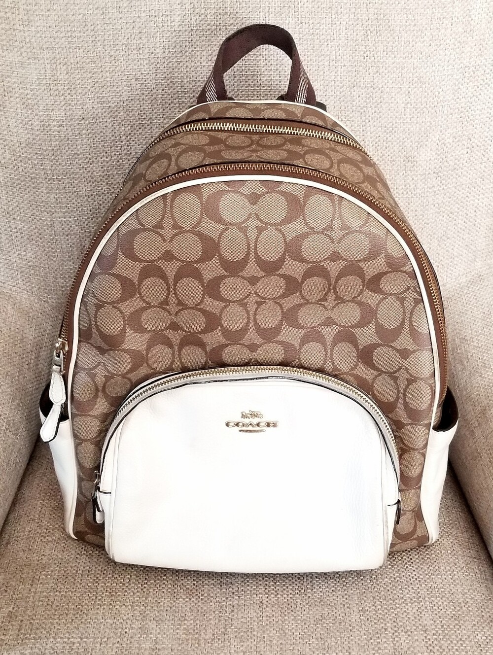 ❗Coach Large Court Backpack In Signature Canvas Beige Tan❗